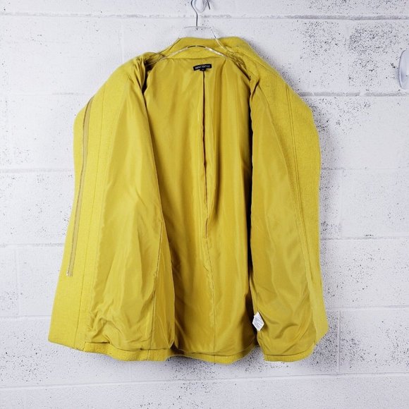 J Crew Women's Size 8 City Coat Citron Yellow Wool Blend Peacoat Overcoat - Picture 4 of 9